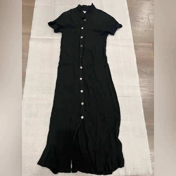 [M]April Cornell Elegant Black Pearl Button-Down Midi - Maxi Dress Double Slits - Picture 2 of 7